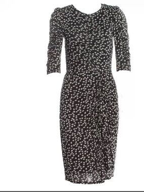Rebecca Taylor Floral Fizz Ruched Daisy Puff Sleeve Midi Dress XS
